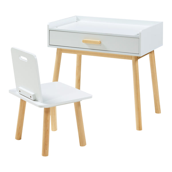 Scrivania per bambini con sedia Skjervøy legno/bianco [en.casa]