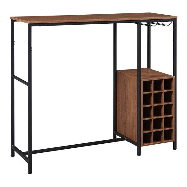 Banco bar Trøndelag 120x40x105 cm con portabottiglie per 15 bottiglie [en.casa]