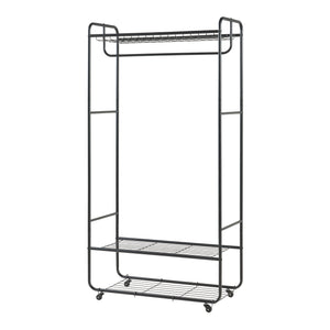 Appendiabiti su ruote Vestvågøy 176x90x40 cm Nero [en.casa]