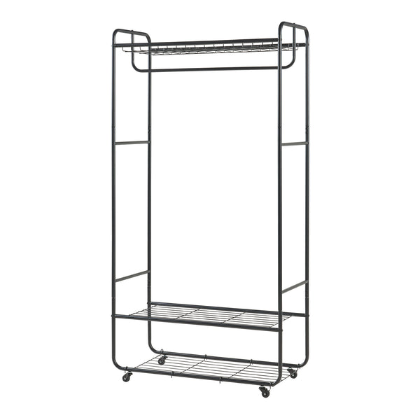 Appendiabiti su ruote Vestvågøy 176x90x40 cm Nero [en.casa]