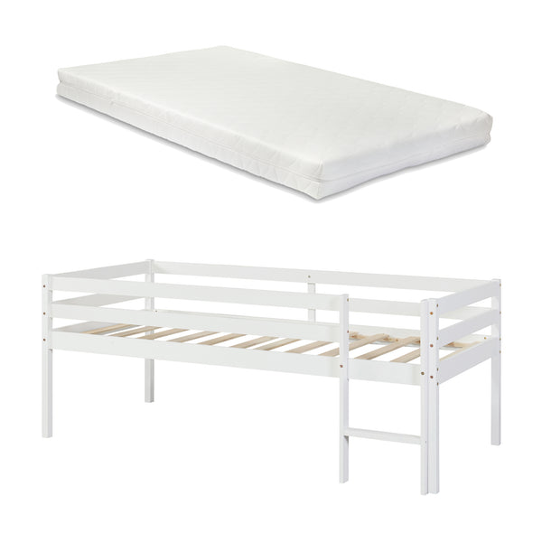 Lettino per bambini Siikalatva con materasso 90x200cm Bianco [en.casa]