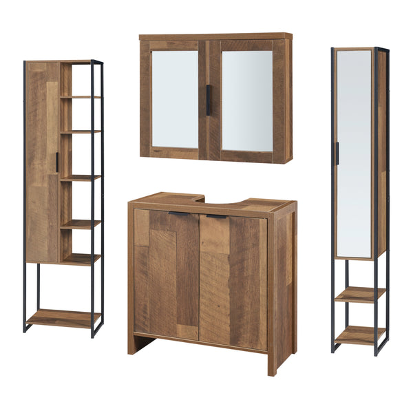 Set mobili da bagno Namsskogan 4 pz. effetto noce [en.casa]