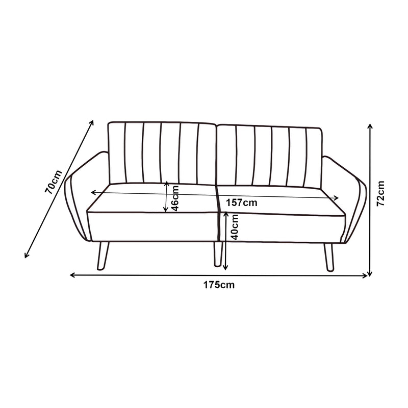 Schizzo in scala Divano Letto Malå Reclinabile con Zona di Riposo 89x157 cm - Grigio [en.casa]