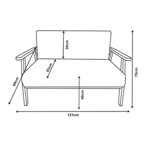 Divano imbottito 2 posti Kinda 121x69x75 cm Grigio [en.casa]