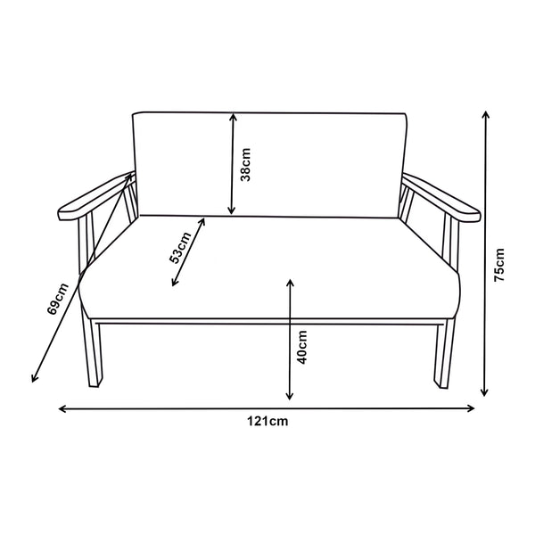 Divano imbottito 2 posti Kinda 121x69x75 cm Grigio [en.casa]