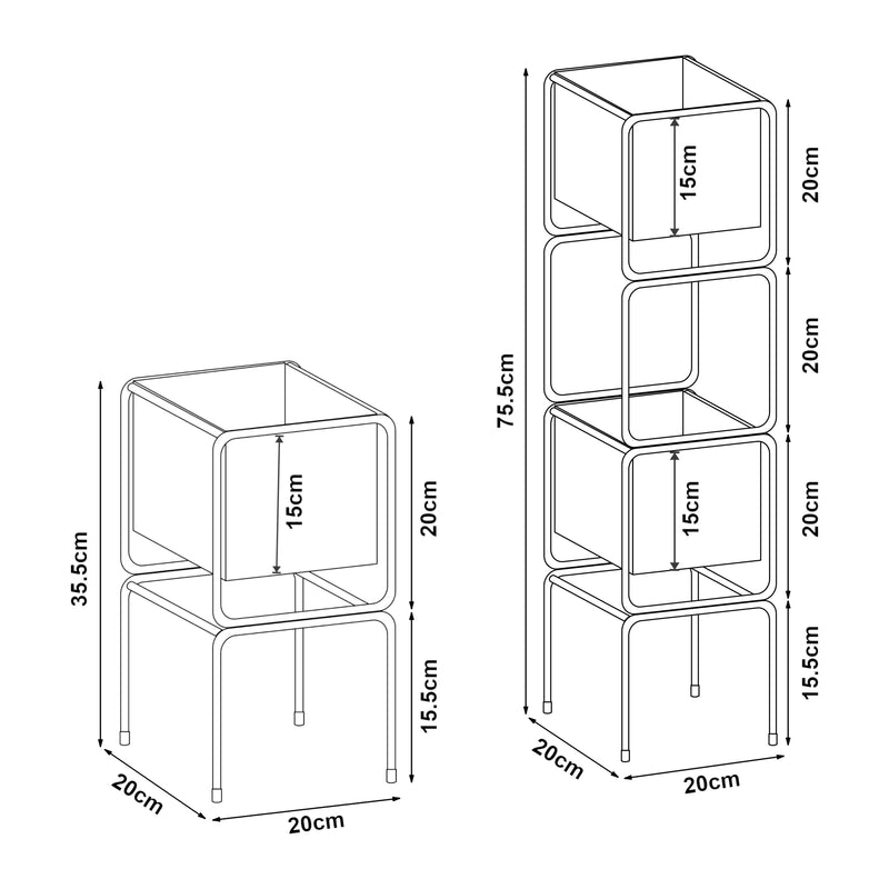 Schizzo in scala Set Sveio di 2 Supporti per 1 / 2 Piante - Nero [en.casa]