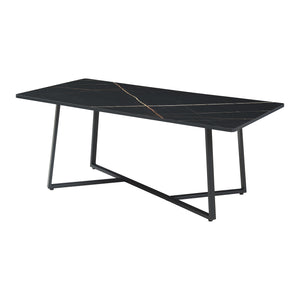 Tavolino da salotto Riskiften 120x60x48 cm effetto marmo, nero [en.casa]