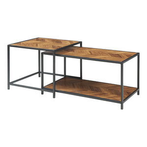 Set di 2 Tavolini da Salotto Kurghore di Diverse Misure - Nero/Effetto Rovere Scuro [en.casa]