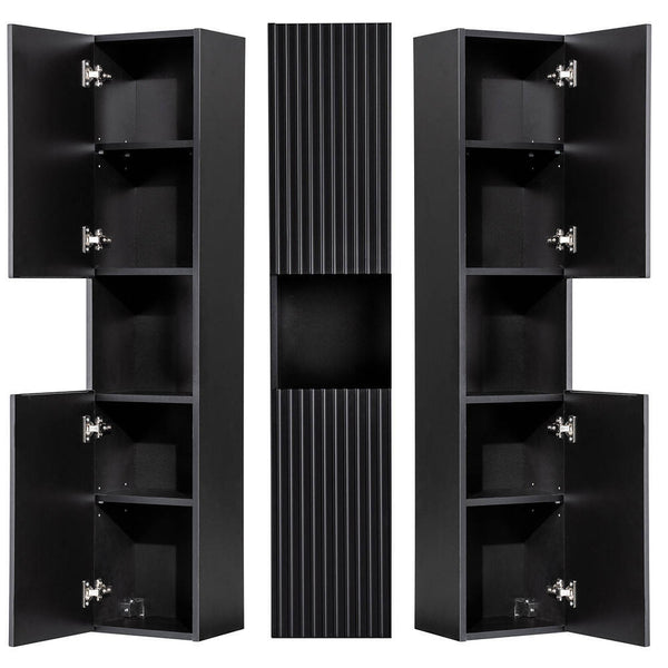 Mobile a Colonna Pensile da Bagno NEWPORT 140x30x25 cm - Nero [en.casa]