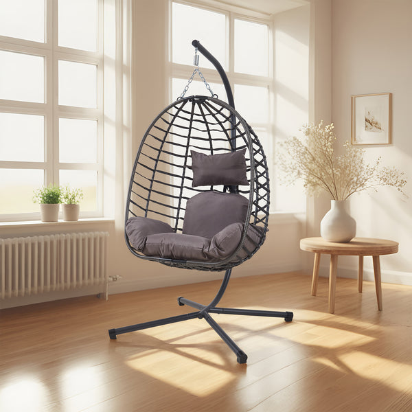 Sedia sospesa Kandsvas con struttura 198x110x95 cm Grigio [en.casa]