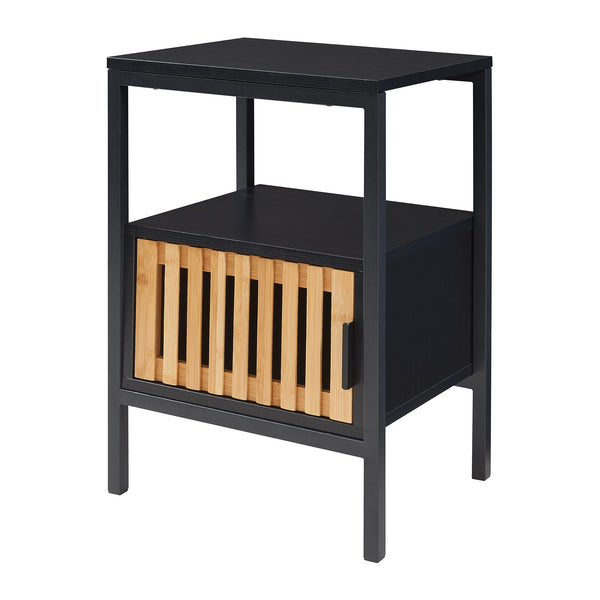 Comodino Luniehti 58x40x33 cm Nero/Naturale [en.casa]