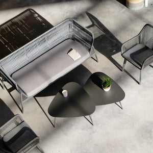 Set di 2 Tavoli Bassi Aymavilles con Piani Triangolari Curvi - Grigio Antracite casa.pro