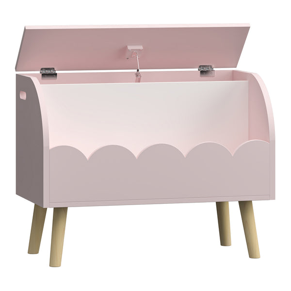 Scatola per giocattoli Vestnes 60x30x44 cm Cotton Candy/Bianco [en.casa]