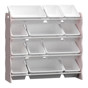 Libreria per bambini Vestnes con 12 scatole portaoggetti 78x86x27 cm Cotton Candy/Bianco [en.casa]