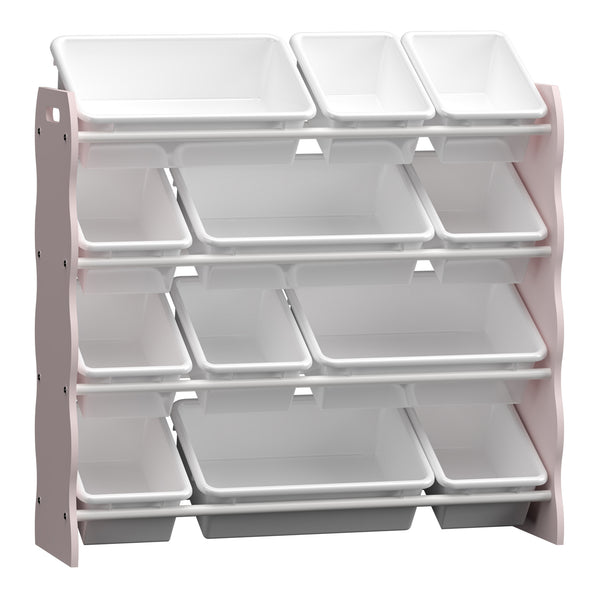 Libreria per bambini Vestnes con 12 scatole portaoggetti 78x86x27 cm Cotton Candy/Bianco [en.casa]