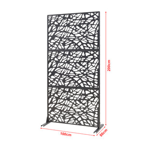 Parete divisoria interna Poskind acciaio 200x100x50 cm nero [casa.pro]