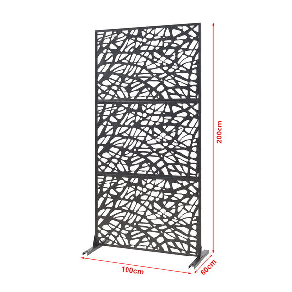 Parete divisoria interna Poskind acciaio 200x100x50 cm nero [casa.pro]