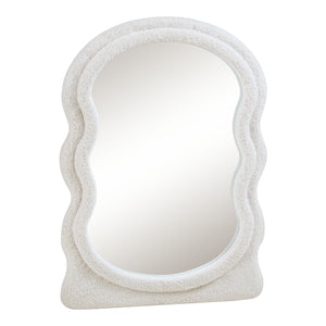 Specchio da parete Brummen con cornice in tessuto Teddy 80x60 cm Bianco [en.casa]