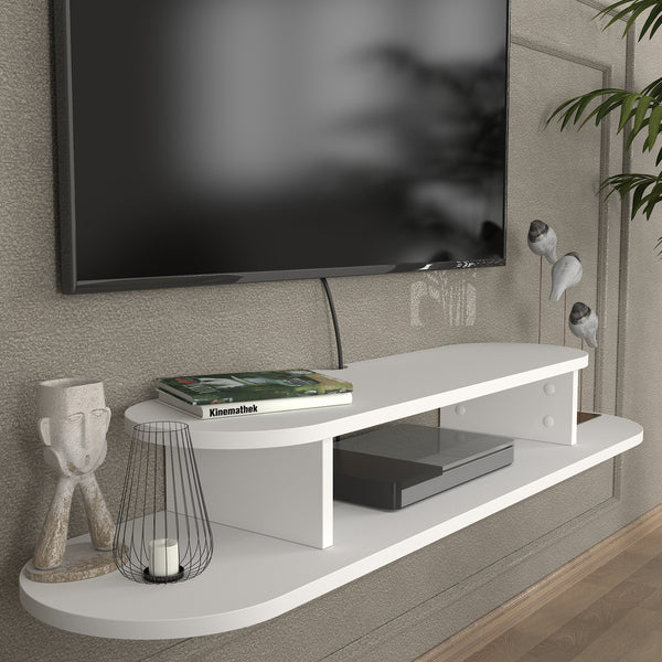 Mobile TV sospeso Targema 120x30x16 cm Bianco [en.casa]