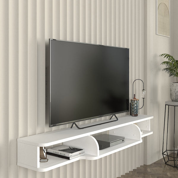 Mobile TV sospeso Aar 135x30x16 cm Bianco [en.casa]