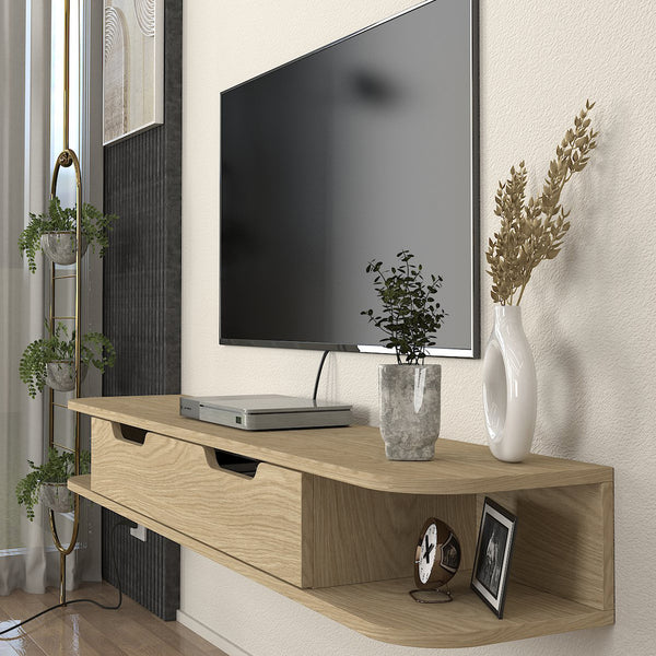 Mobile TV sospeso Karjali 150x30x19 cm effetto quercia [en.casa]