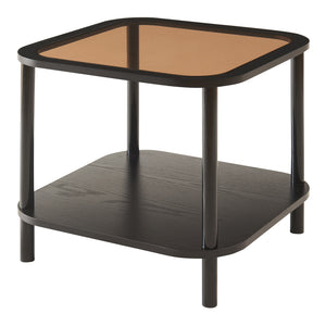 Tavolino Latama con piano in vetro 51x51x45 cm Nero/Vetro bronzato [en.casa]