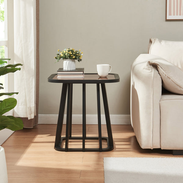 Tavolino Burgess 51x51x51 cm Nero/effetto noce [en.casa]