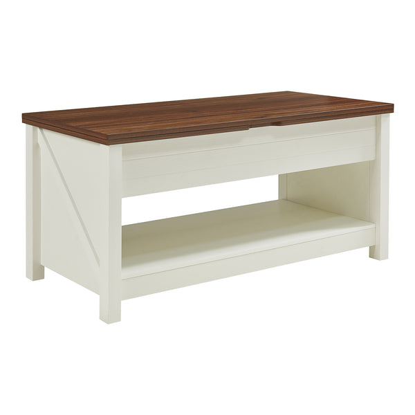 Tavolino da salotto Kasama con piano sollevabile e spazio di stivaggio 110x55x54 cm effetto noce/bianco [en.casa]