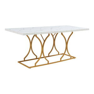 Tavolo da pranzo Figa per 6 persone effetto marmo, bianco / oro [en.casa]
