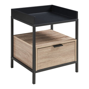 Comodino Belana 51x40x35 cm Nero/effetto quercia [en.casa]