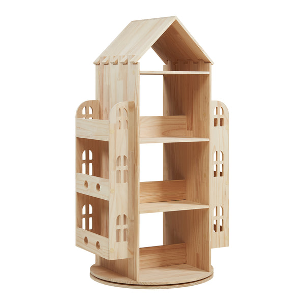 Libreria girevole per bambini Sanköre 122x64x43 cm Legno di pino naturale [en.casa]