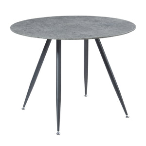 Set da Pranzo Fitjar Tavolo con Piano Rotondo Ø100 cm Effetto Cemento e 4 Sedie Effetto Velluto Grigio Scuro [en.casa]
