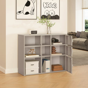 Mobile Contenitore da Ufficio Kliri in Acciaio con 6 Vani Aperti e 3 Ante 100 x 32 x 81 cm - Color Cammello [en.casa]