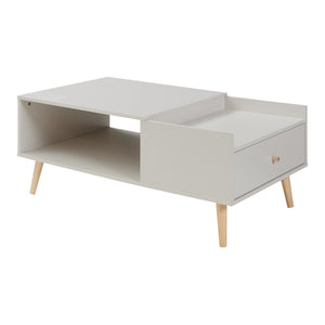 Tavolino Basso da Salotto Hallevil con Cassetto e Vano Aperto 106 x 59 x 44 cm - Bianco [en.casa]
