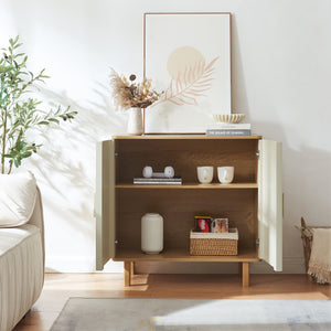 Sideboard Ferrersp con 2 ante 80x80x40 cm effetto quercia/colore sabbia [en.casa]