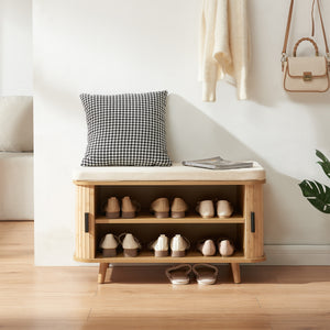 Scarpiera con cuscino Tvedestrand 50x80x40 cm Bambù/Beige [en.casa]