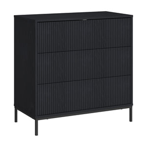 Cassettiera Nykapin Comò a 3 Cassetti 80 x 80 x 40 cm - Nero [en.casa]