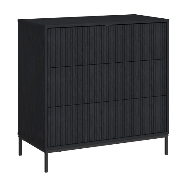 Cassettiera Nykapin Comò a 3 Cassetti 80 x 80 x 40 cm - Nero [en.casa]