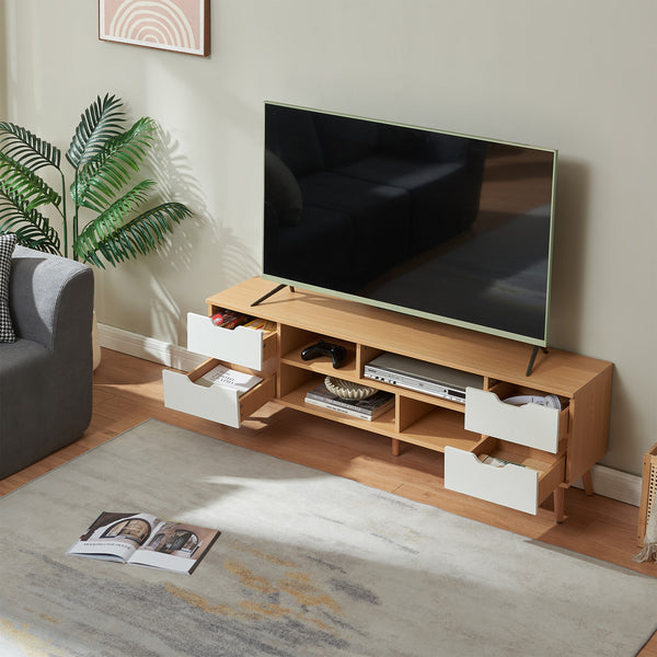 Fernsehschrank Bordkak 140x30x45 cm Eicheoptik/Weiß [en.casa]