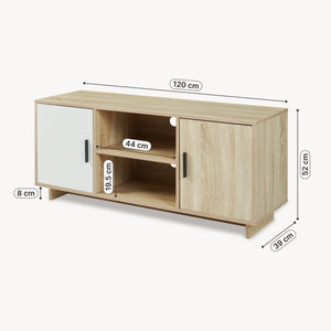 Mobile TV Kenta 120x39x52 cm effetto quercia Sonoma/bianco [en.casa]