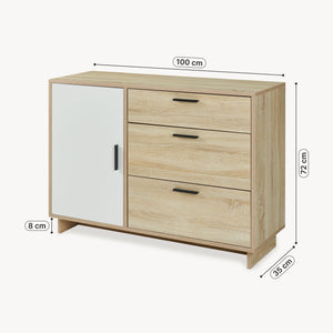 Credenza Kenta 100x35x72 cm effetto quercia Sonoma/bianco [en.casa]