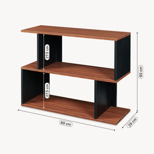 Tavolino Laterale Trond a 2 Scomparti Aperti Mobiletto Multiuso 80 x 29 x 60 cm - Nero/Effetto Noce [en.casa]