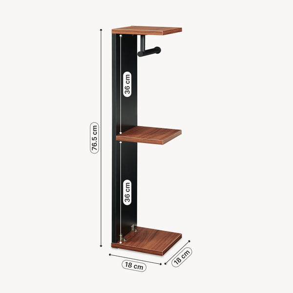 Mobile Porta Carta Igienica Trond Supporto Portarotolo 76 x 18 x 18 cm - Nero/Effetto Noce [en.casa]