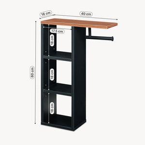 Porta rotolo di carta igienica Trond 60x40x16 cm Nero/effetto noce [en.casa]