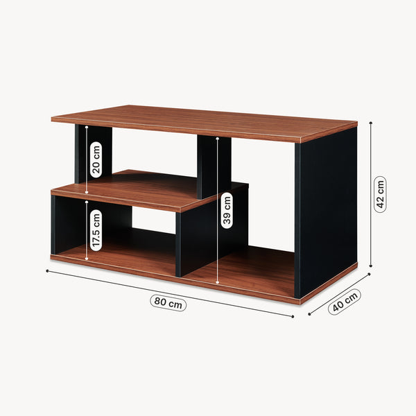 Tavolino Trond 80x40x42 cm Nero/Noce [en.casa]