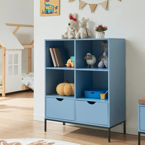Libreria con 2 cassetti Colwyn 105x80x40 cm Blu [en.casa]