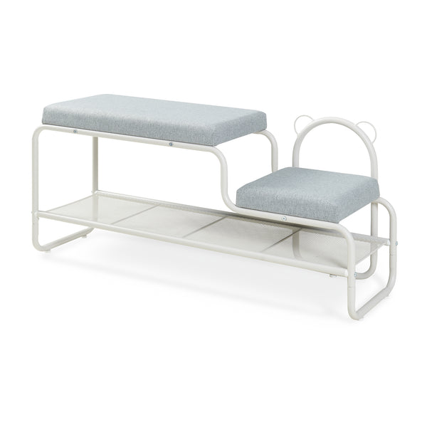 Panca Portascarpe Jässaatka con Sgabello per Bambini 100 x 32 x 46 cm - Grigio [en.casa]