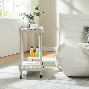 Carrello Portaoggetti Bolmanralu a 2 Ripiani e Rotelle 60 x 61 x 31 cm Struttura in Acciaio - Grigio [en.casa]