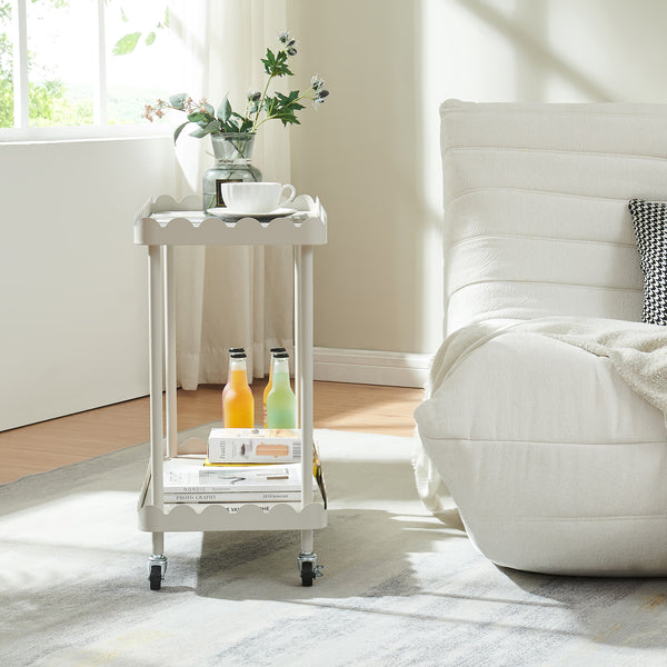 Carrello Portaoggetti Bolmanralu a 2 Ripiani e Rotelle 60 x 61 x 31 cm Struttura in Acciaio - Grigio [en.casa]