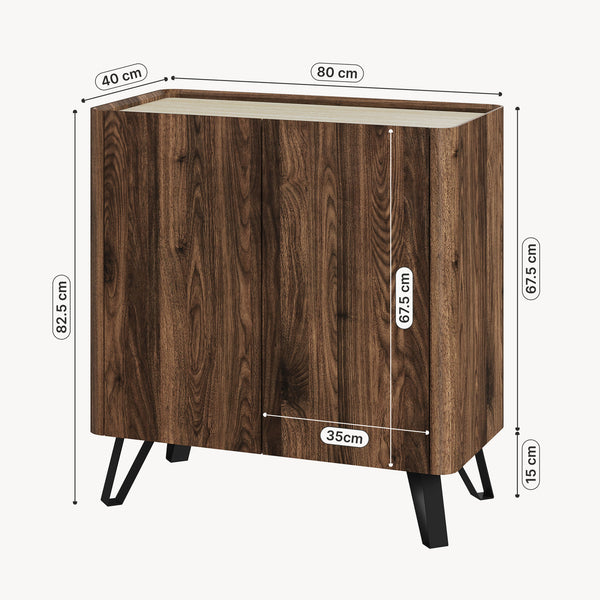 Comò Trorlon 83x80x40 cm effetto noce/travertino [en.casa]